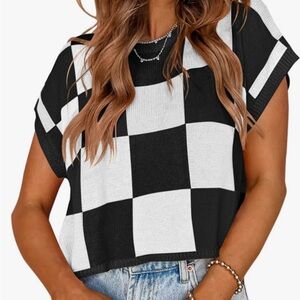 Black and White Checkered Women's Top